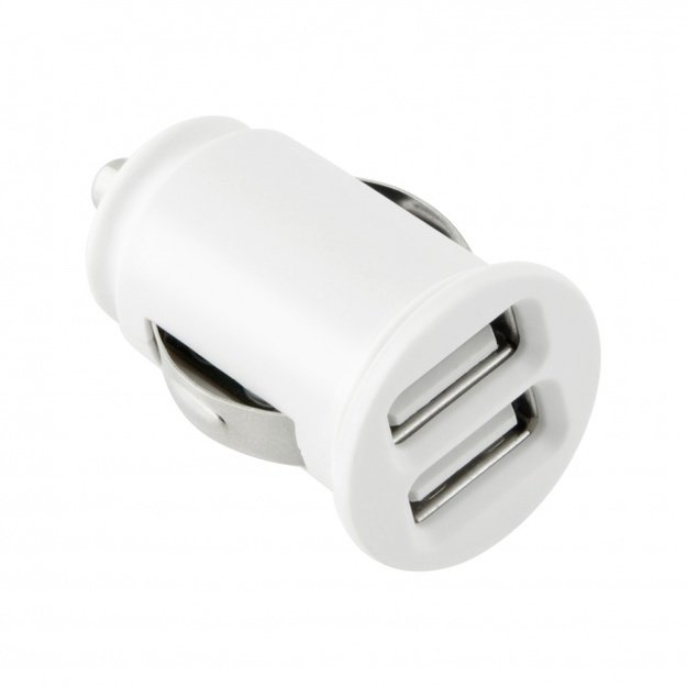 TOTI Dual USB Car Charger with Lightning non-MFI cable 1m 2.1A, White 2
