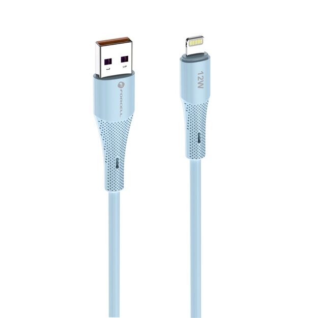 Cable USB A to Lightning Forcell F-Energy 2,4A 12W Silicone 1 m C343 blue 3