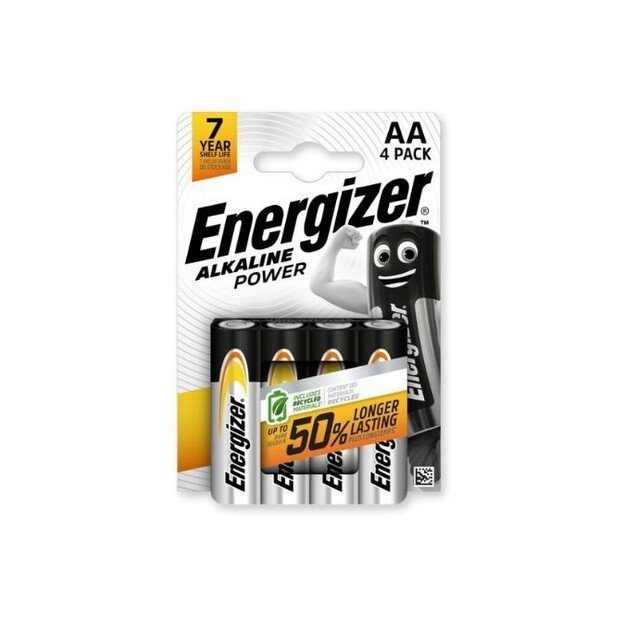 &Scaron;arminė baterija LR6 (AA) 1.5V 2900mAh Alkaline Power Energizer, 4 vnt.