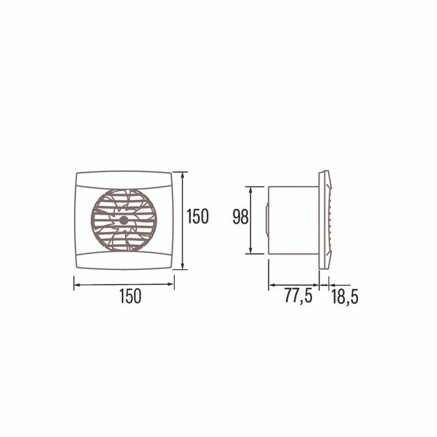 I&scaron;traukimo ventiliatorius Cata UC-10 SILENTIS TIMER 1