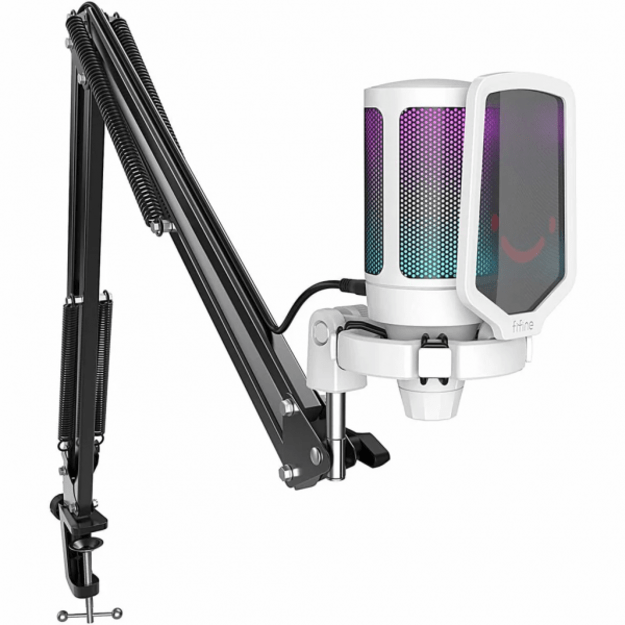 FIFINE AmpliGame A6T RGB White (Baltas) Kondensatorinis Mikrofonas