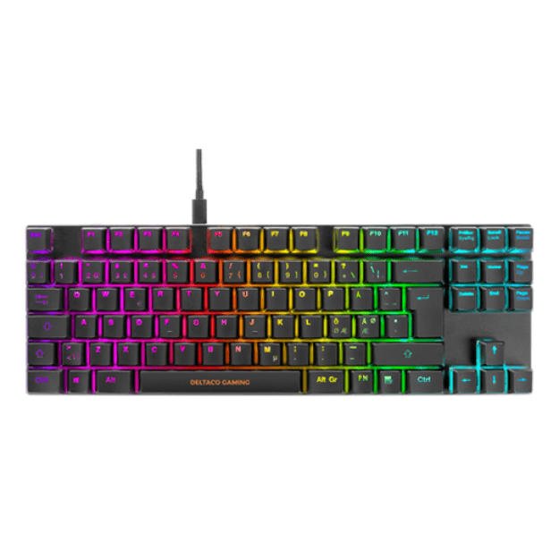 Deltaco DK420 TKL - UK Layout - Red Switches - Black (Juoda) Mechaninė Žaidimų Klaviatūra