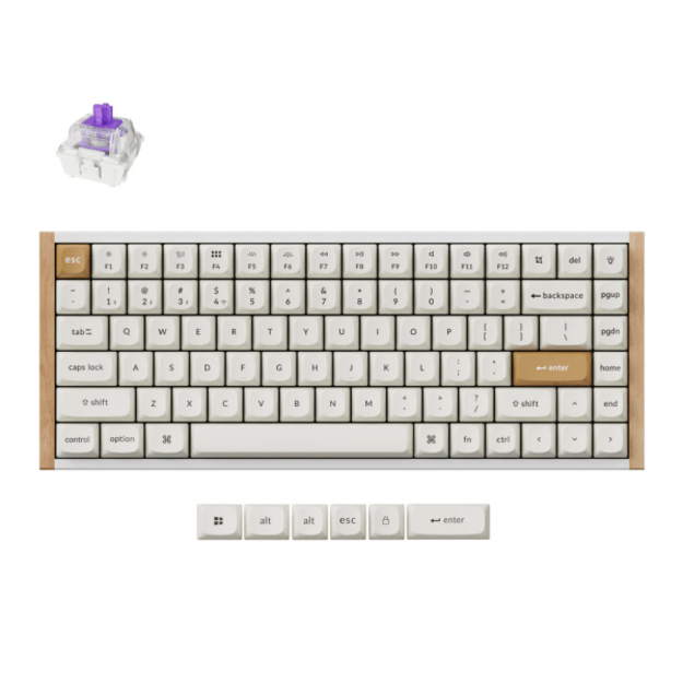Keychron K2 HE Wireless (K2H-Q1) - US Layout - Hot-Swappable Gateron Magnetic Nebula - White (Balta) Magnetinė Belaidė Žaidimų Klaviatūra