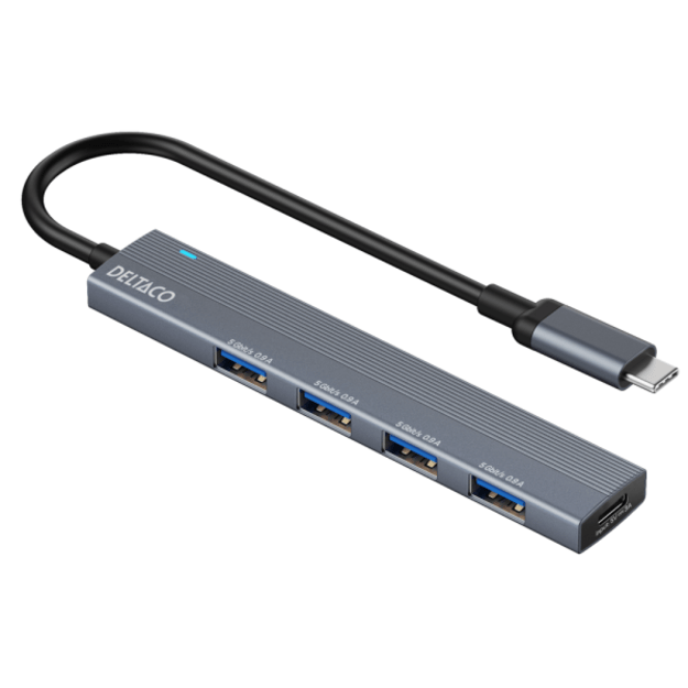 Deltaco USBC-HUB206 5Gbps 0.9A Grey (Pilkas) USB Šakotuvas