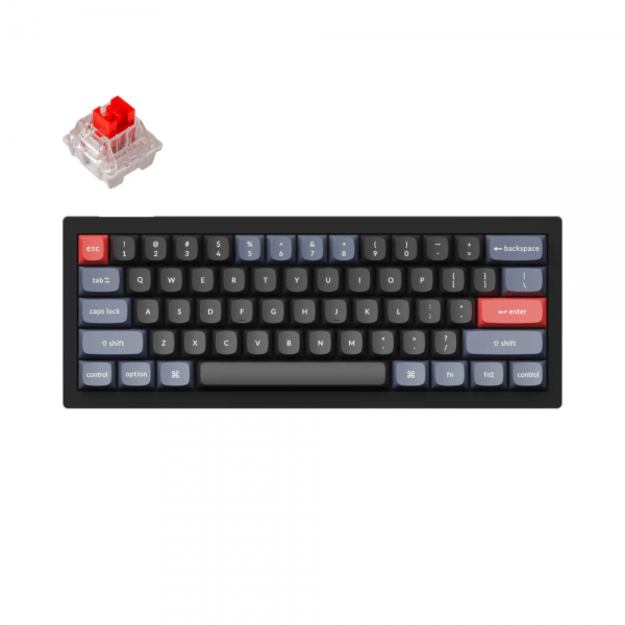 Keychron V4 (V4-B1) - US Layout - Hot-Swappable K Pro Red - Carbon Black (Juoda) Mechaninė Žaidimų Klaviatūra