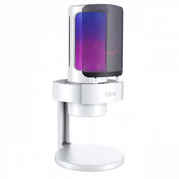 FIFINE AmpliGame A8 RGB White (Baltas) Kondensatorinis Mikrofonas