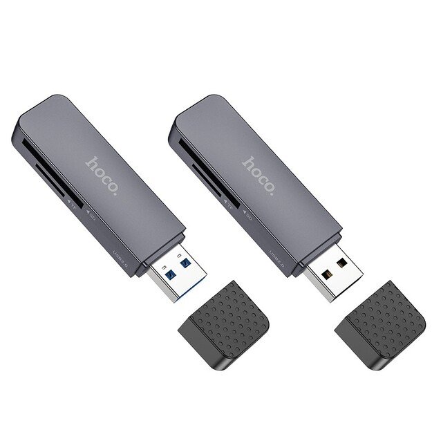 Atminties kortelių skaitytuvas Hoco HB45 2-in-1 USB2.0 pilkas 1