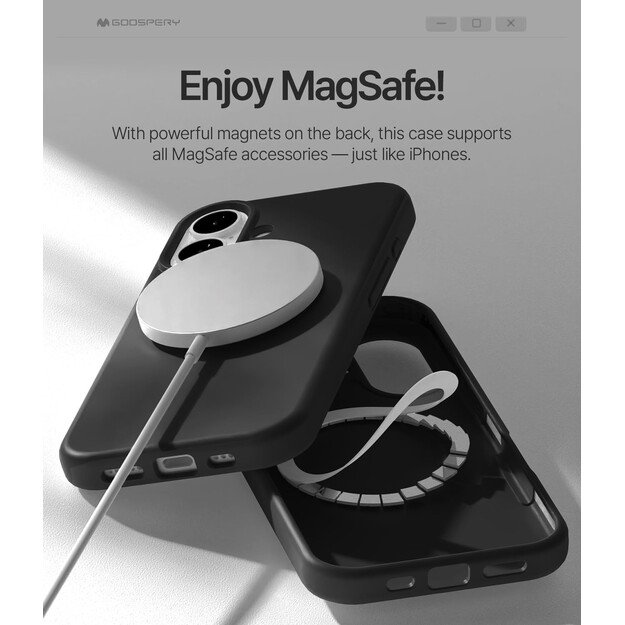 Dėklas Mercury Pure Magsafe Silicon Case Apple iPhone 17 juodas 1