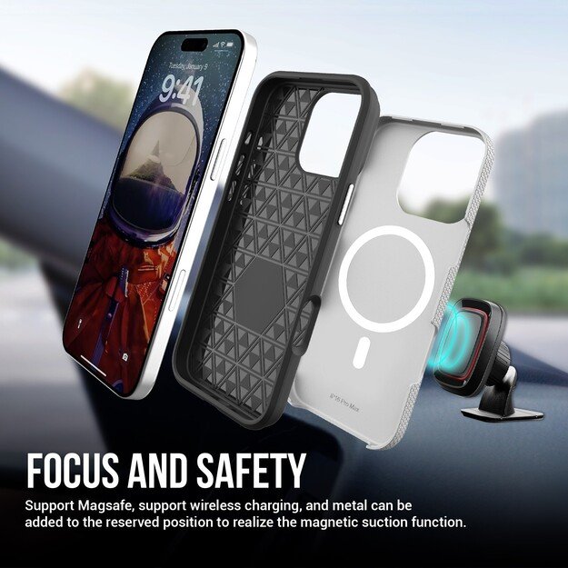 Dėklas Perfectionists Triangle Mag Case Apple iPhone 16 Pro Max sidabrinis 1