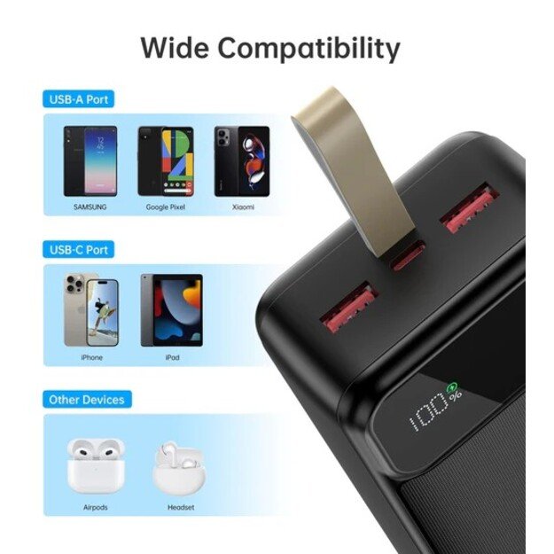 I&scaron;orinė baterija Power Bank Choetech B730 22.5W 30000mAh juoda 2