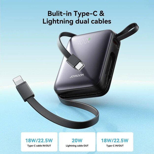 I&scaron;orinė baterija Power Bank Joyroom JR-PBF27 22.5W Mini 10000mAh juoda 2