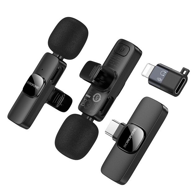 Mikrofonas Borofone BFK15 Lightning/USB-C juodas 3