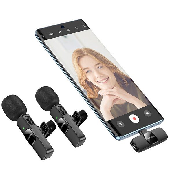 Mikrofonas Borofone BFK15 Lightning/USB-C juodas 1