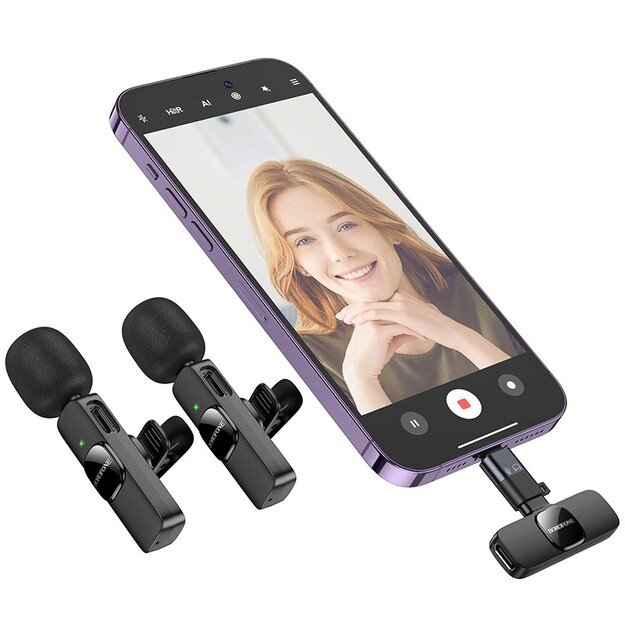 Mikrofonas Borofone BFK15 Lightning/USB-C juodas 2