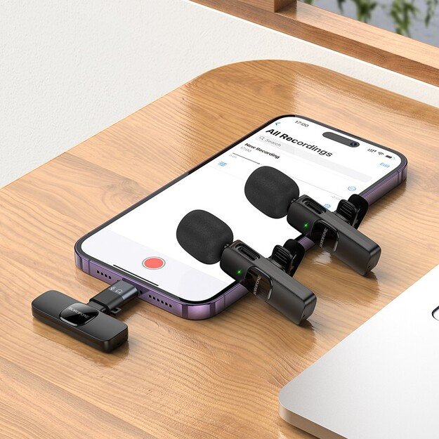 Mikrofonas Borofone BFK15 Lightning/USB-C juodas 4