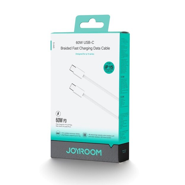 USB kabelis Joyroom S-A45 USB-C to USB-C 60W 1.0m baltas 3