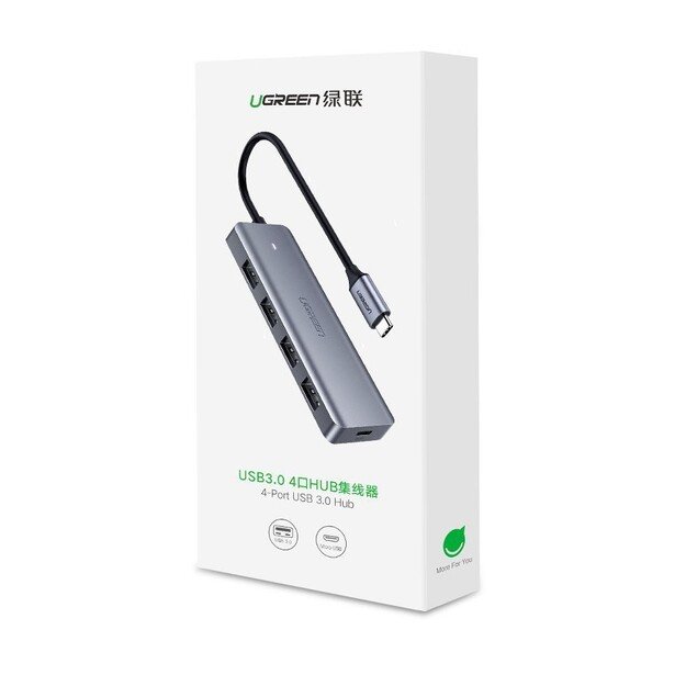 USB &scaron;akotuvas Ugreen CM219 USB-C to 4xUSB-A (USB-C Power Supply) pilkas 4