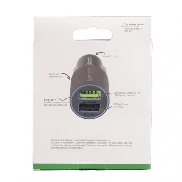 Car Charger Rapid 30W with Quick Charge, matt grey 3