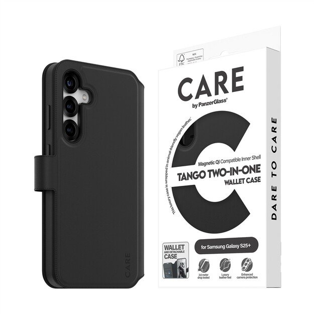 CARE by PanzerGlass Feature Case Tango Two-in-One Wallet Qi Compatible Samsung Galaxy S25 Plus, Black 5