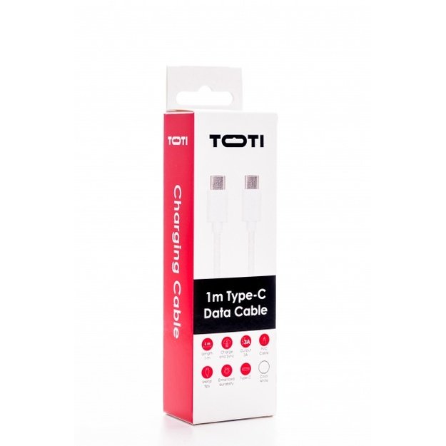 SEEK TOTI Type-C to Type-C, 1m PVC Data Cable 3A, White 1