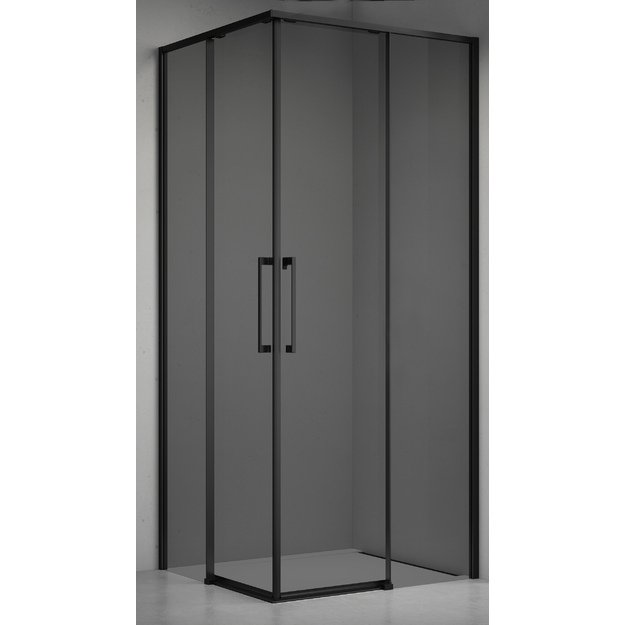 Du&scaron;o kabina ELEGANCE 90x90 juoda/pilka be pado