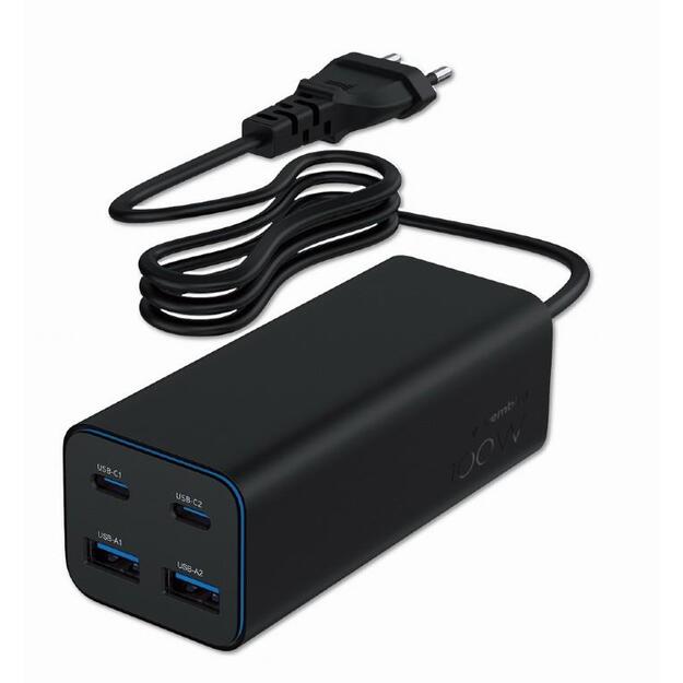 CHARGER USB UNIVERSAL 4P 100W/TA-UC-2A2C-PD100-01-BK GEMBIRD