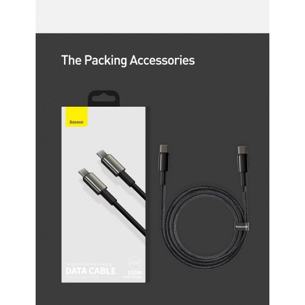 Baseus Tungsten Gold Fast Charging Data Cable Type-C to Type-C 100W 2m Black 4