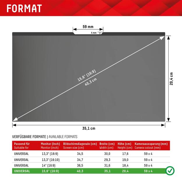 DISPLEX Privacy Safe Universal (Magnetic) 15,6 , 16:9 4