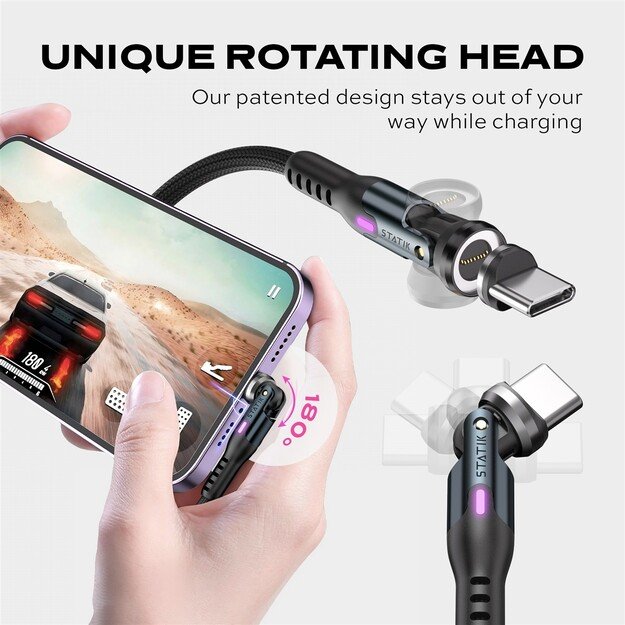 STATIK Statik 360 Pro Cable 2.0 USB-C Only  1m, Black