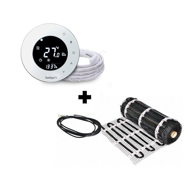 Grindinio &scaron;ildymo tinklelis Warmset BLACK, 85W + program. termostatas Feelspot WTH93.36