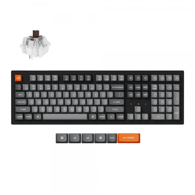 Keychron K10 Max Wireless (K10M-H3) - US Layout - Hot-Swappable Super Brown Switches - Black (Juoda) Mechaninė Belaidė Žaidimų Klaviatūra