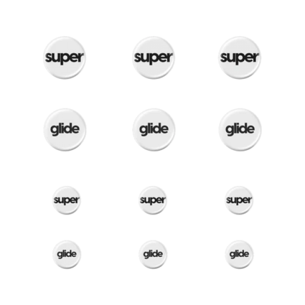 Superglide 2 (Type-C) Glass Skates Dots Universal 6mm+9mm White (Balti) Pakaitiniai Mouse Feet