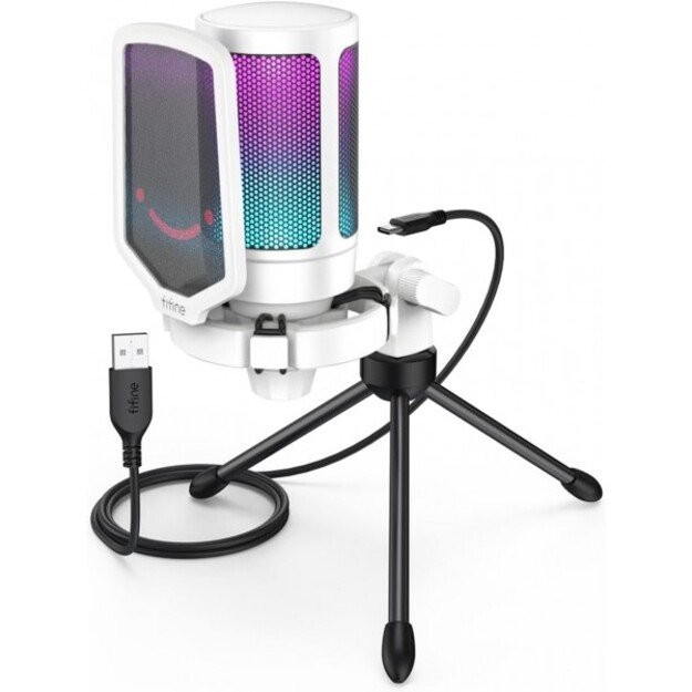 FIFINE AmpliGame A6V RGB White (Baltas) Kondensatorinis Mikrofonas