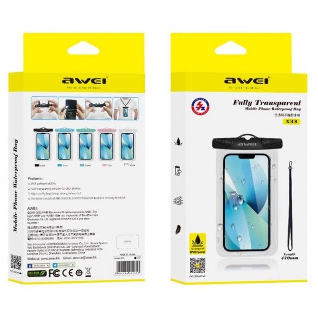 Atsparus vandeniui dėklas Awei X33 juodas 5