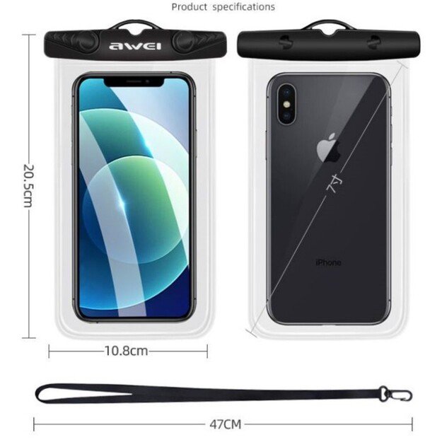 Atsparus vandeniui dėklas Awei X33 juodas 6