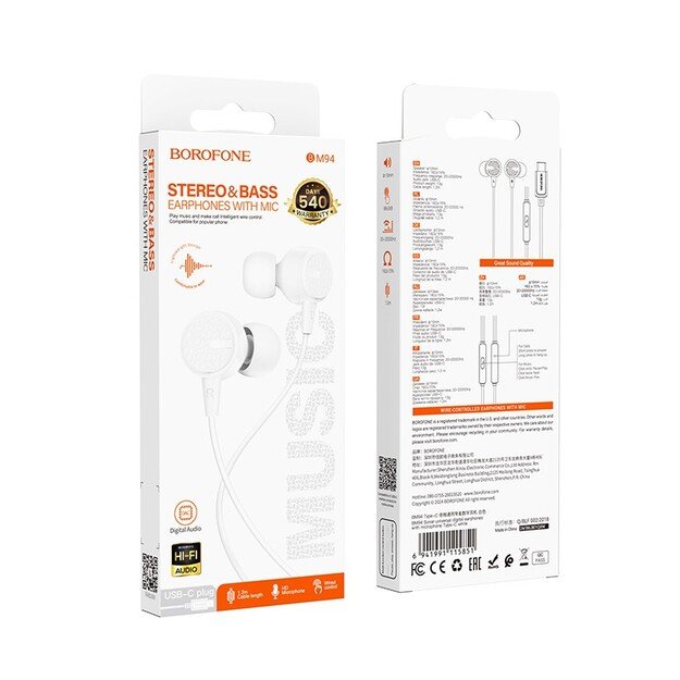 Ausinės Borofone BM94 USB-C baltos 2