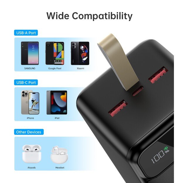 I&scaron;orinė baterija Power Bank Choetech B732 22.5W 50000mAh juoda 3