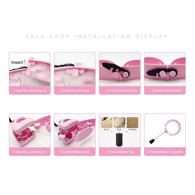 Masažuojantis gimnastikos lankas Smart Hula Hoop HHP008 rožinis 2