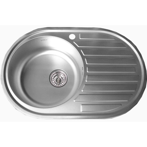 Nerūdijančio plieno plautuvė 7108 0.8 mm de&scaron;inė su sifonu