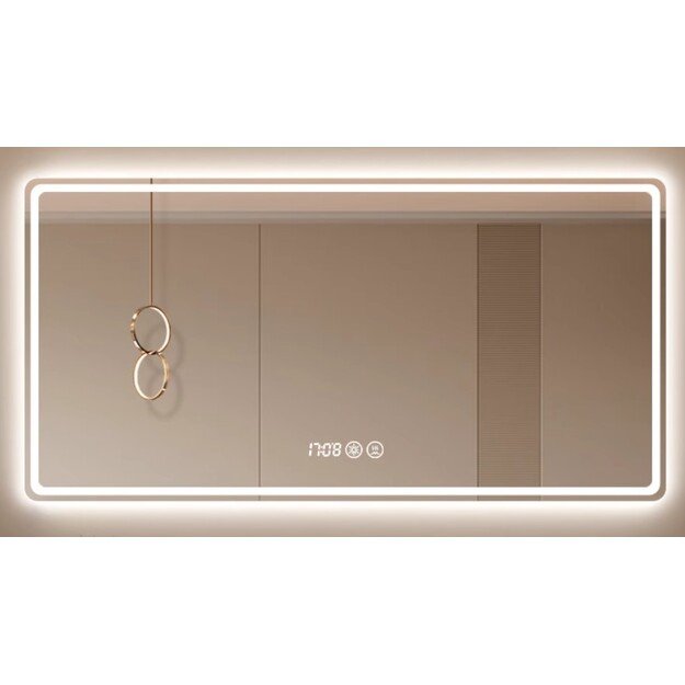 Veidrodis 30635 LED i&scaron;manus su funkcija nuo rasojimo, laikrodžiu ir termometru