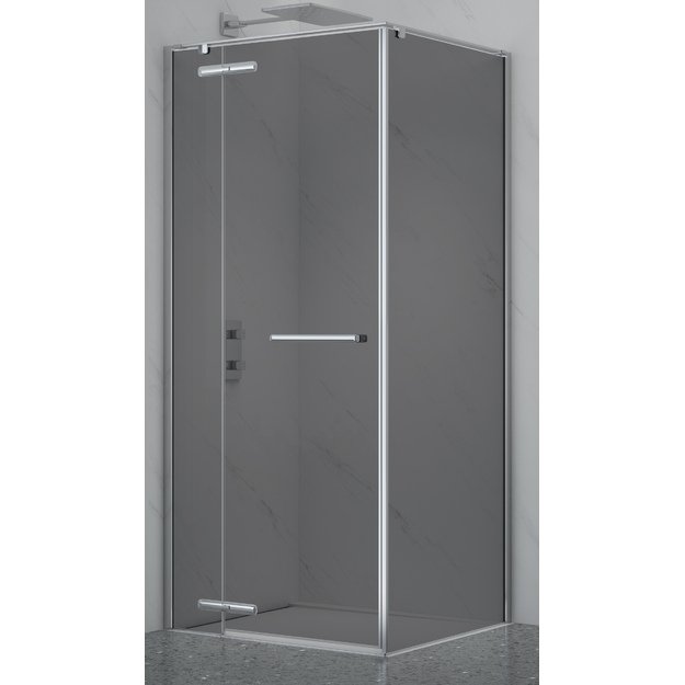 Du&scaron;o kabina PRESTIGE 100x100 chrom/pilka be pado