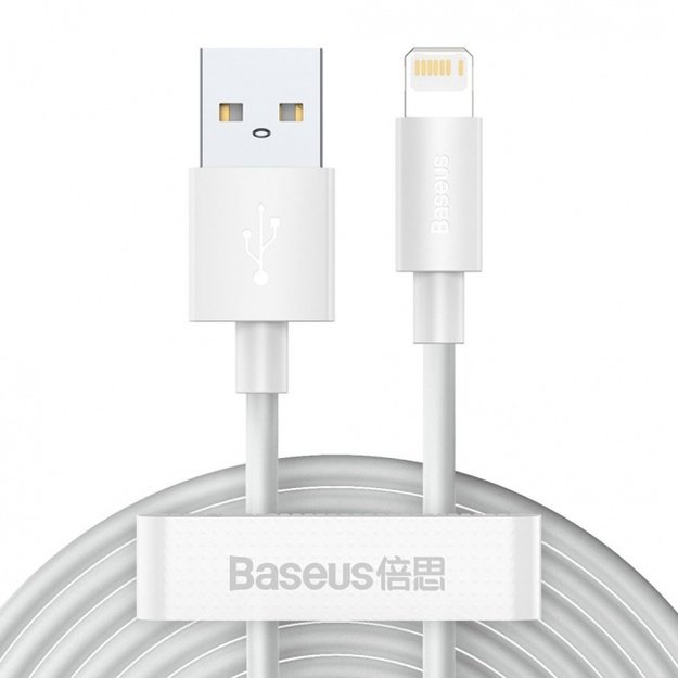 Baseus cable kit (USB - Lightning 2 pcs).  fast charging 1.5m white