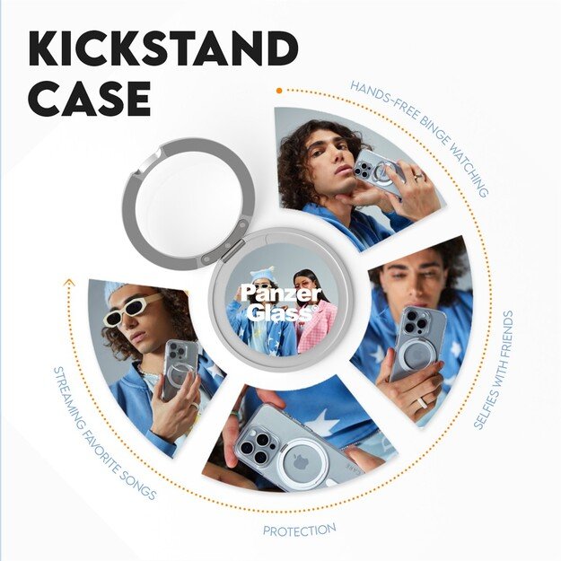 CARE Feature case with Silver Kickstand MagSafe iPhone 16 Pro Max, Transparent