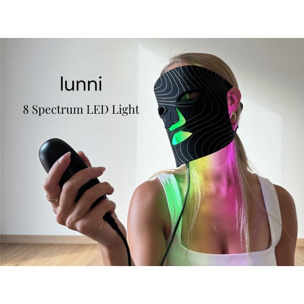 Lunni 7 colors LED and Near-Infrared Light Silicone LED Facial Mask Black 3