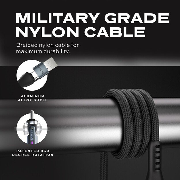 STATIK Statik 360 Pro, Universal Magnetic Charging Cable, 1m, Black 3