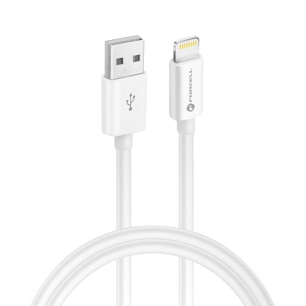 Cable USB A to Lightning Forcell F-Energy MFi 2,4A 12W 1 m C703 white 1