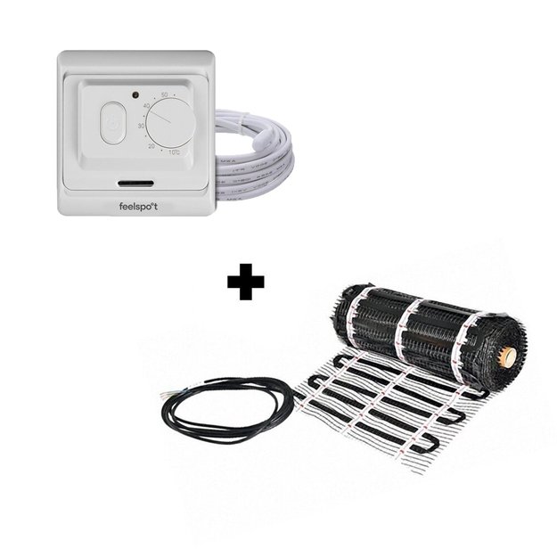 Grindinio &scaron;ildymo tinklelis Warmset BLACK, 150W + neprogramuojamas termostatas Feelspot WTH71.36