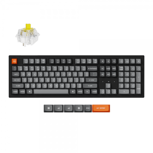 Keychron K10 Max Wireless (K10M-H4) - US Layout - Hot-Swappable Super Banana Switches - Black (Juoda) Mechaninė Belaidė Žaidimų Klaviatūra