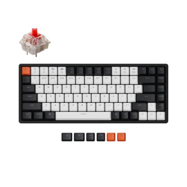 Keychron K2 Wireless (K2-C1H) - US Layout - Hot-Swappable Super Red - Black (Juoda) Mechaninė Belaidė Žaidimų Klaviatūra