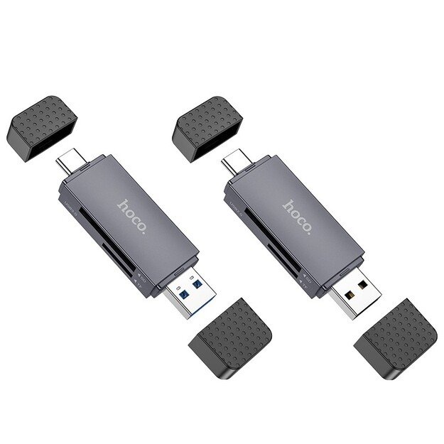 Atminties kortelių skaitytuvas Hoco HB45 USB-C/USB-A 2-in-1 USB3.0 pilkas 3